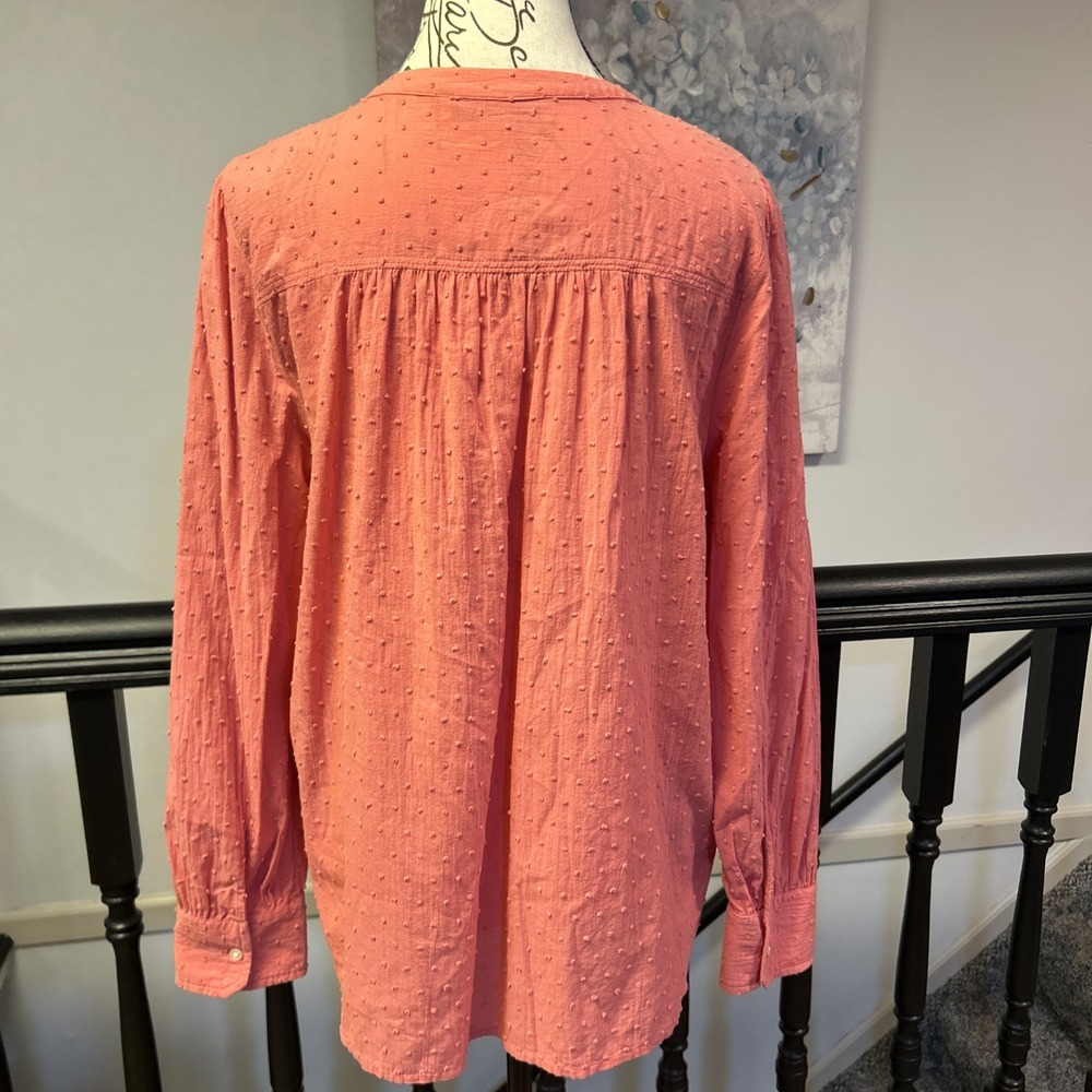 LOFT Women's Quarter Button Blouse Pink w‎ Speckles Size Large - Picture 3 of 7